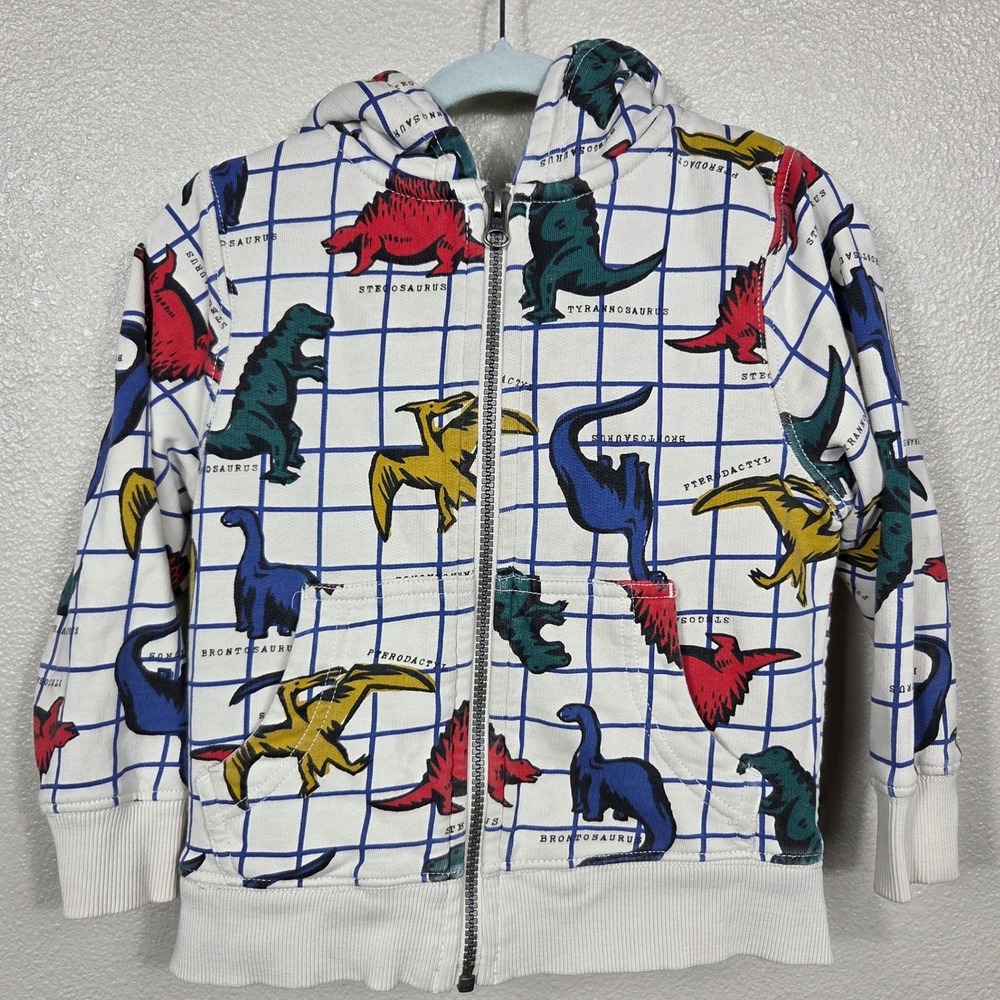Hanna Andersson Dinosaur Sherpa Lined Zip Hoodie Kids 100cm US 4